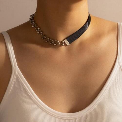 Tocona Punk Silver Color Choker Necklace for Women Charms Alloy Metal Black Adjustable Chian Party Jewelry Wholesale 16084