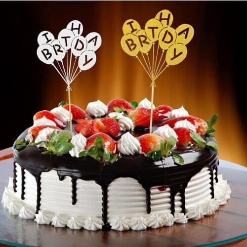 Cake toppers glitter balloon paper banner for Cupcake Wrapper Baking Cup birthday tea party wedding decoration baby shower