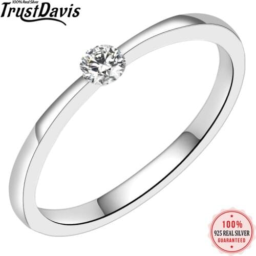 Trustdavis Authentic 925 Sterling Silver Fashion Sweet Simple CZ Finger Ring For Women Wedding S925 Ring Jewelry Gift DA1068