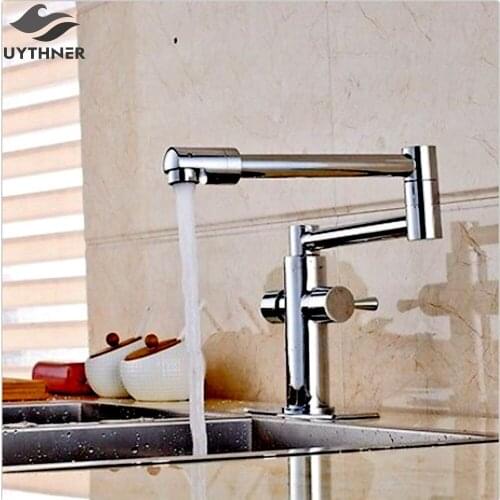 Uythner Chrome Extent Kitchen Faucet Long Spout Vessel Sink Mixer Tap Deck Mounted HandmadeNEW