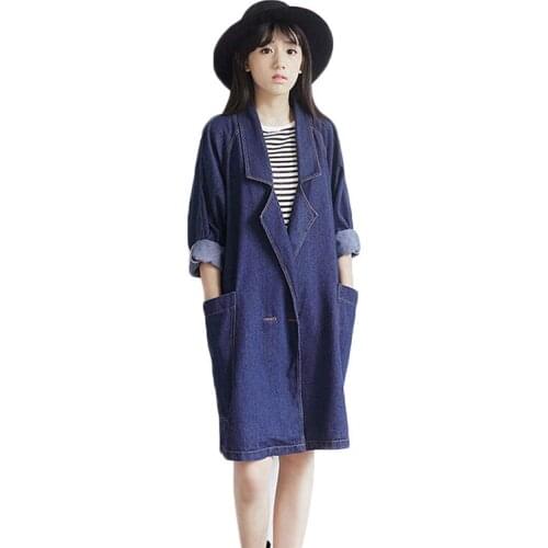 New Spring Autumn Womens Plus Size Loose Jeans Windbreaker Korean Female Turn-down Collar Coat large Size Tops XL-6XL J57