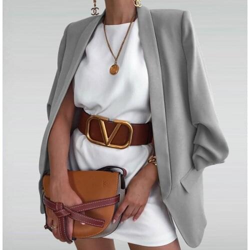 2021 New Autumn Fashion Lapel Slim Cardigan Suit Office Elegant Solid Color Jacket Casual Street Modern Womens Formal Jacket