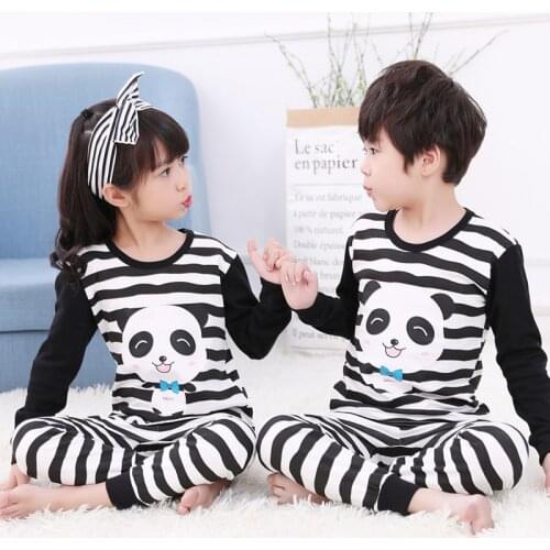 Winter Kids Baby Pajamas Sets Cotton Panda Full Sleeve Sleepwear Boys Girls Pajamas Tops+Pants 2pcs Pijamas 2-13Y Clothing Suits