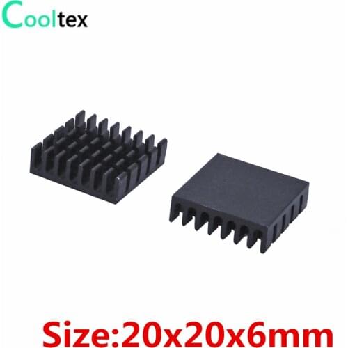 20pcs/lot) 20x20x6mm Aluminum heatsink Black Extruded radiator for Electronic IC chip RAM cooler cooling