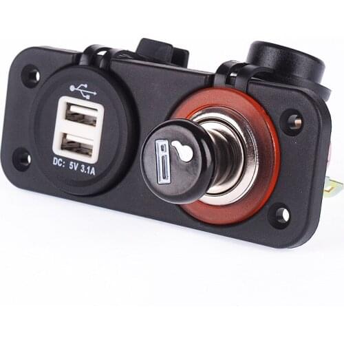 3.1A USB Socket + Cigarette Lighter Socket Cigar Lighter Combination Car Ship Saloon Car Universal 12-24V
