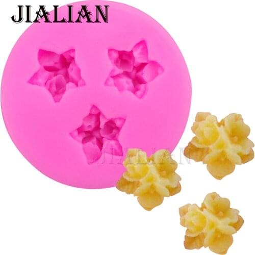 3 Hole flowers chocolate Party wedding cake decorating tools DIY baking fondant silicone mold kitchen Baking accessories T0206