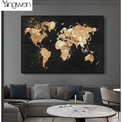 DIY 5D Retro Diamond Painting Abstract World Map Gold Full Diamond Embroidery Art Picture Mosaic Wall Sticker Korean Home Decor