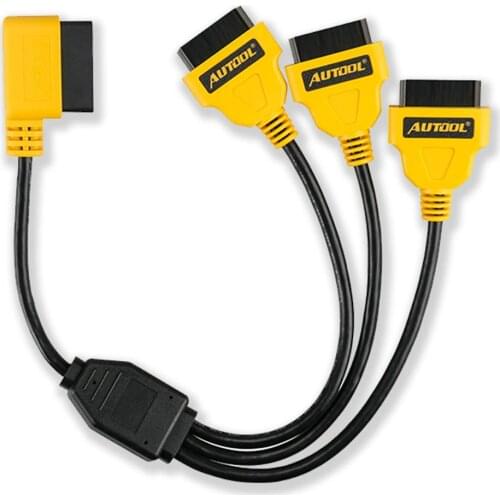 Autool Obd2 Y Splitter Cable 50cm 1 To 3 Converter Adapter Extension Cord 2 Socket Obd Plug 16-pin Flat Connector