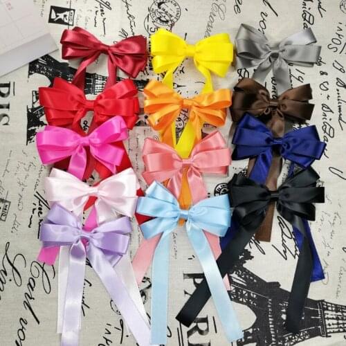 Free shipping Fashion bow lace long ribbon hairpins girls cute hairclips korea style side clip hair accessories
