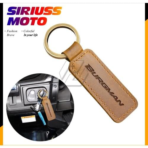 Motorcycle Cowhide Keychain Key Ring Case for Suzuki Burgman 200 400 ABS Scooter