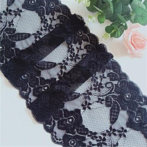 17 cm Wide Black Elastic Nylon netting Lace for Traditional African dress E1031