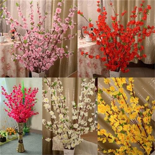 CRY 65cm Artificial Cherry Plum Peach Blossom Branch Fake Silk Flower Tree Home Deco