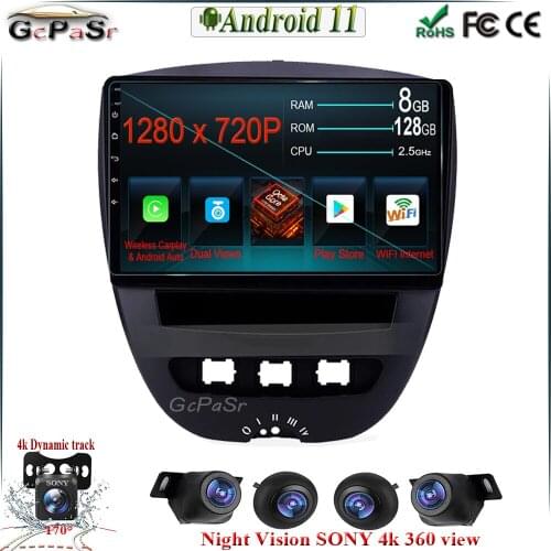 DSP IPS 9'' Android 11 Car Radio For Peugeot 107 For Toyota Aygo For Citroen C1 2005-14 Stereo GPS Navigation Multimedia Player