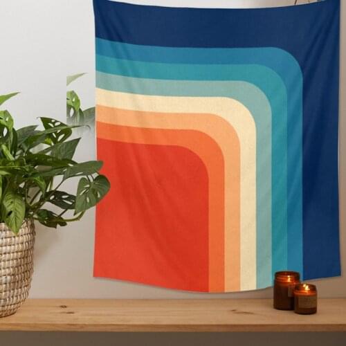 Rainbow Geometric Polyester Tapestry Wall Hanging Carpet Throw Yoga Mat Sandy Beach Throw Rug Blanket Mattress Sleeping Mat
