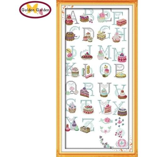 GG Cake Letter Cross Stitch Patterns Joy Sunday Cotton Fabric 11CT 14CT DIY Handcraft Embroidery Sets Cross Stitch Kits for Kids