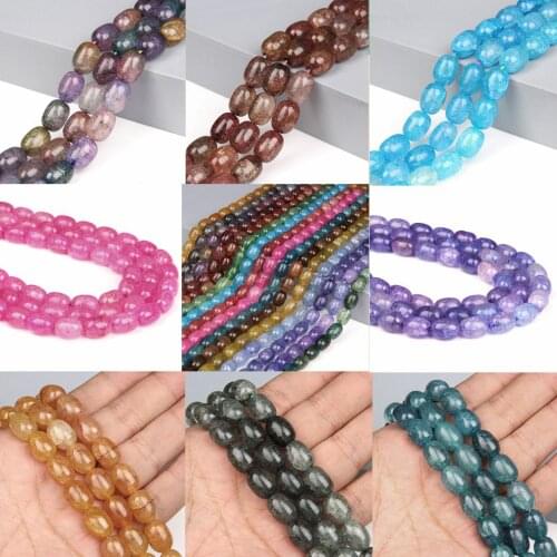 Colorful Natural Stone Oval Agates Beads Gemstones Flower Agates Ellipse Beads For Jewelry Making DIY Necklace Bracelet 10*14mm
