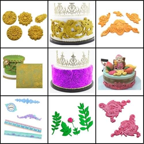Meibum Silicone Fondant Cake Mold Wedding Rose European Art Relief Pattern Sugar Craft Decorate Mould Biscuits Chocolate Candy