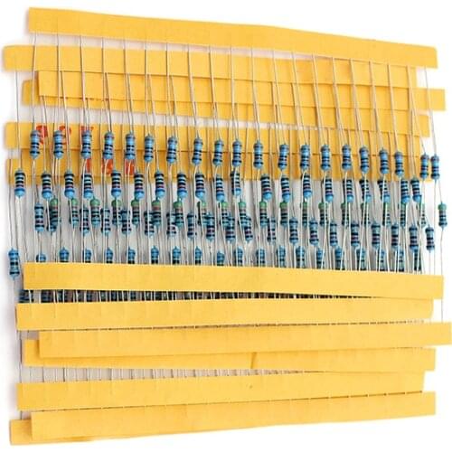 100pcs 1/4W Metal Film Resistor 0.25watt 1% Resistance 10 100 110 120 150 220 270 330 470 1K 2.2K 4.7K 10K 100K 470K 1M ohms