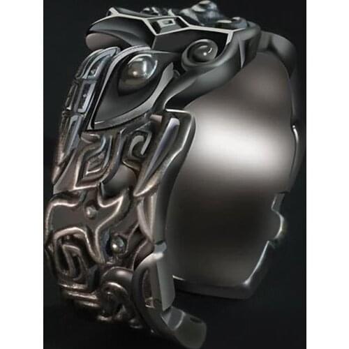 Men Women Animal Face Retro Ring Male Personality Trendy Man Domineering Index Finger Trendy Couple Open Ring