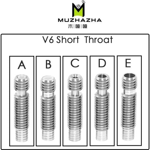 Throat M6 26mm for V6 Wade Short Distance Heat Break Hotend1.75 /3.00mm Filament Stainless Steel 3D Printer Parts