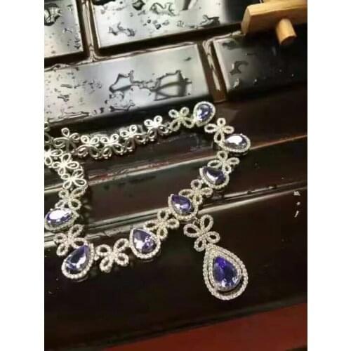 New Arrival Real Natural Tanzanite Pendant Necklace 925 sterling silver Fine jewelry Tanzanite Pendant