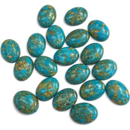 Wholesale 10PCS Natural Stones Beads Blue Turquoise Jade Stone Cabochon No Hole Beads for Making Jewelry DIY Ring Accessories