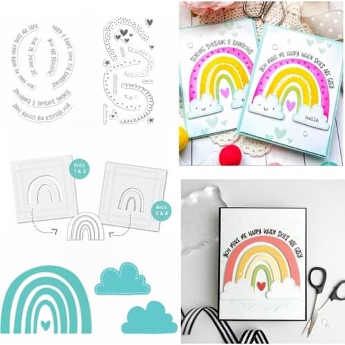 Stamps Dies Plastic Stencil Combo Clouds Various Arched Strips Outlines You Brighten My Cloudy Days Sentiments DIY 2020 New