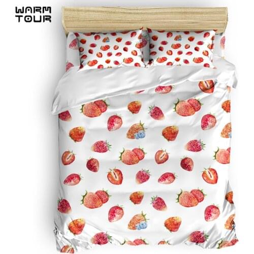 WARMTOUR Duvet Cover Strawberry Berries Fruits Duvet Cover Set 4 Piece Bedding Set For Beds DHL Shipping Methods