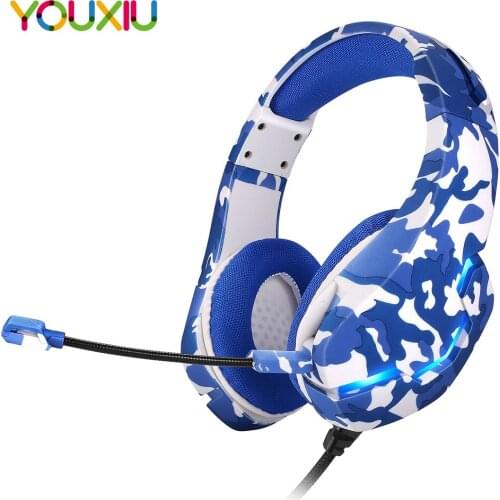PS4 Camouflage RGB Light Headset Wired PC Gamer with Microphone Stereo Sound Gaming Headphones for Smart Phone XBox One Laptop