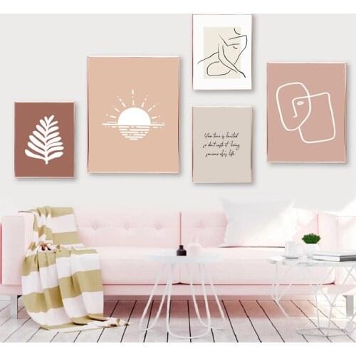 Modern Abstract Pink Art Home Decor Bedroom Living Room Wall Poster Nordic Simple Landscape Picture Decorative Canvas Painting