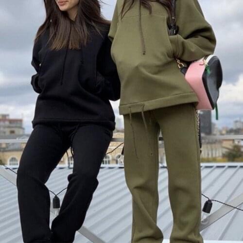 Sport Spring Tracksuit Womens Suit Long Sleeve Drawstring Female Hoodies Suits Casual Oversize Tracksuits Long Pants Ladies Set