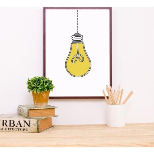 Light Bulb Art Print Office Wall Decor Lightbulb Creative Poster Canvas Painting Picture Modern Minimalism Wall Art Decoration