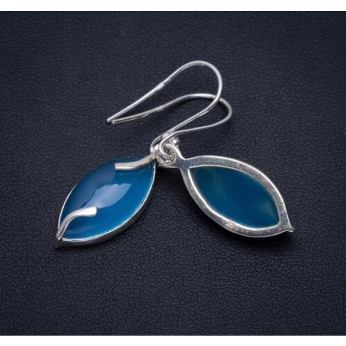 Natural Chalcedony Handmade Unique 925 Sterling Silver Earrings 1.5" A2640