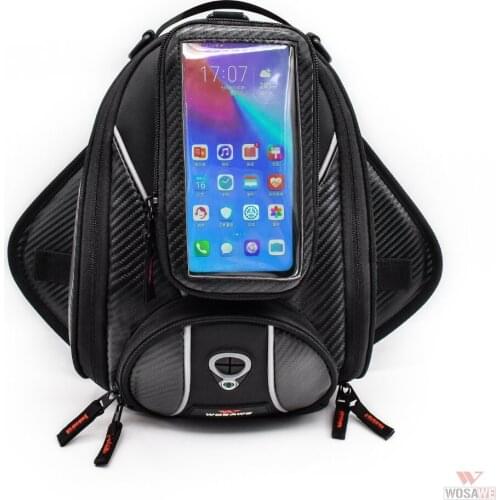 WOSAWE Magnetic Motorcycle Tank Bag Touch Screen High Capacity Multifunction Navigation Bag with 1 Waterproof Cover