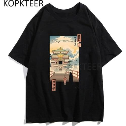 Funny Anime T-shirts UKIYO-E SPIRITS NEKO RAMEN TIGER Manga T-shirt Cotton Men Women Vintage Harajuku Hip Hop Summer Tops Tees