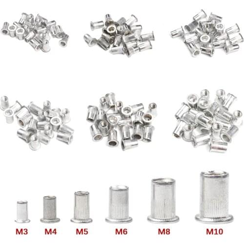 20Pcs Flat Head Rivet Nut M3 M4 M5 M6 M8 M10 Aluminum Alloy Threaded Rivet Insert Nut Set Cap Rivet Nut Hardware Parts
