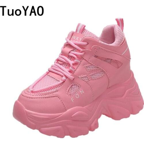 Women Autumn High Platform Sneakers 2021 Chunky Casual Shoes Luxury Designers Thick Soled Mesh Sneakers Woman Tenis Sports Shoes