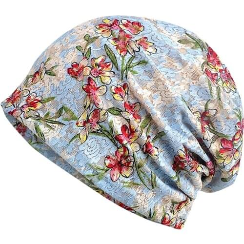 Floral Printed Womens Beanies Fashion Keep Warm Anti-slip Female Skullies Casual Cover Ear Flap Outdoor Windproof Ladies Hats