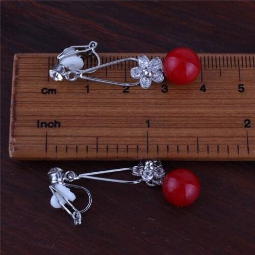 8 Colors Choose CZ Simulated Pearl Flower Shape Clip on Earrings No Pierced for Women Party Wedding Charm Earrings Bijouterie