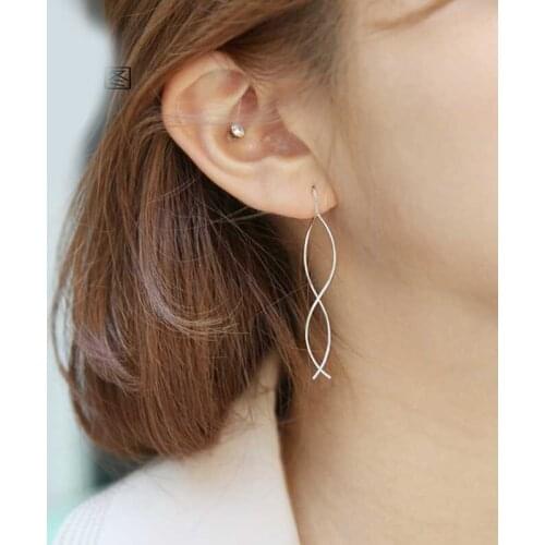 Vintage Long Lines Stud Earrings For Women Silver Color Geometric Earrings Brinco Trendy Fashion Jewelry Gifts