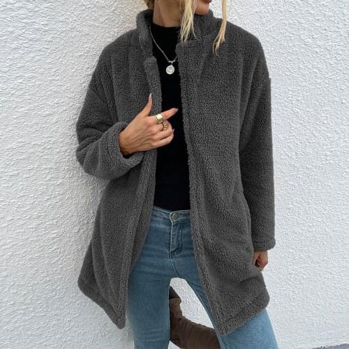 2021 Women Faux Fur Slim Coat Solid Female Turn Down Collar Winter Warm Fake Fur Lady Coat Casual Jacket Outwear Veste Femme
