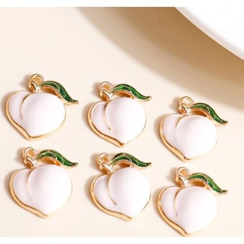 10pcs/lot 17*17mm Trendy Enamel Fruit Peach Charms for Earrings Pendants Bracelets Making Handmade Craft DIY Jewelry Accessories