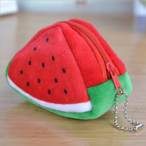 100pcs/Lot Soft Fur 3D Fruits Change Purse Keychain Kids Toy Key Chain Coin Purse Keychains