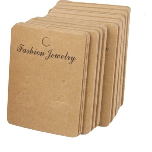 100 Pieces/ Pack Vintage Kraft Paper Drop Dangle Earring Jewelry Display Hanging Cards 6.8cm x 5cm