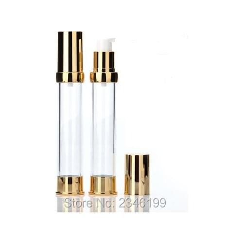 20ML 30ML 20pcs/lot Clear Travel Portable Airless Cosmetic Bottle, Empty Gold/Silver Lotion Pump Bottles, DIY Spray Containers