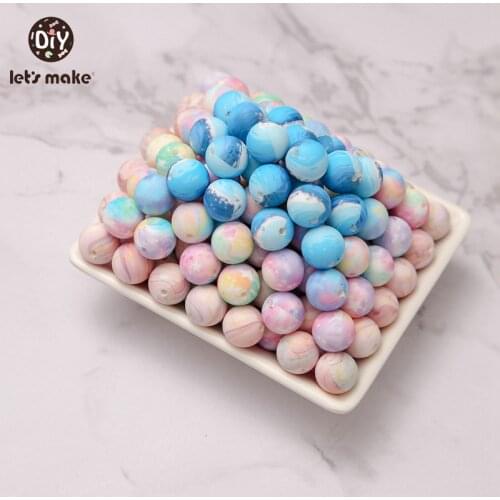 Lets make 12mm/15mm 30pcs Starry Sky Silicone Ball NO BPA Baby Teether Baby Teething DIY Nipple Chain Accessories Baby Toys