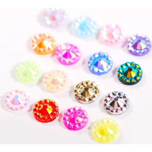 4/5/6mm Flatback Glue On Resin Rhinestone Jelly AB Color Crystals Applique For Clothing Nail Decoration Jewelry Stones