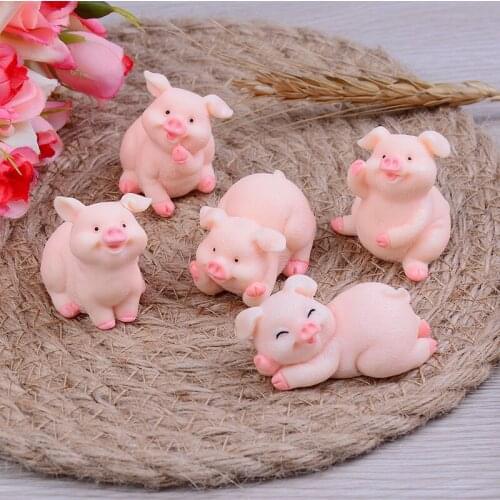 5Pcs Cute Pig Family Animal Model Figurine Miniature Fairy Garden Decoration