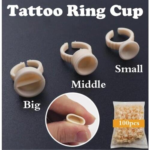 500pcs Disposable Silicone Tattoo Ink Rings Cup Permanent Makeup Pigment Holder Eyebrow Eyelash Extension Glue Divider Container
