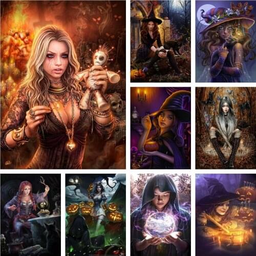 5D DIY Diamond Painting Magic Witch Full Drill Cross Stitch Kits Mosaic Rhinestone Picture Embroidery Living Room Home Decor